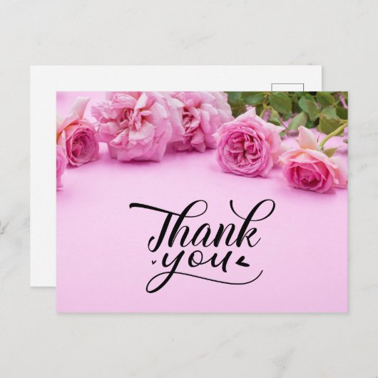 Roze rozen Hartelijk dank voor uw kaart op roze ac (Voorkant / Achterkant)