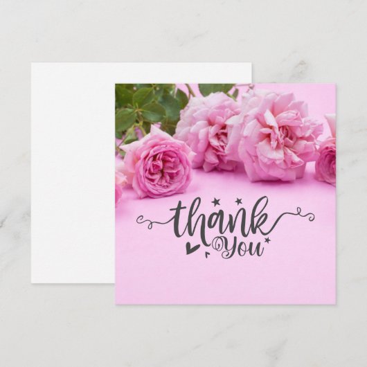 Roze rozen Hartelijk dank voor uw kaart op roze ac (Voorkant / Achterkant)