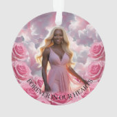Roze Rozen Herdenkings Kerstboom Ornament (achterkant)