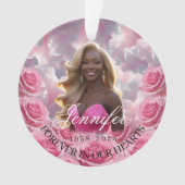 Roze Rozen Herdenkings Kerstboom Ornament (voorkant)
