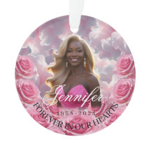 Roze Rozen Herdenkings Kerstboom Ornament 