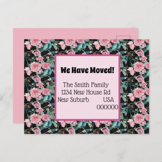 Roze rozen het Nieuwe Briefkaart van het Adres, wi (Voorkant / Achterkant)