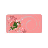 Roze rozen houden van hart Printable bruiloft labe Etiket (Voorkant)