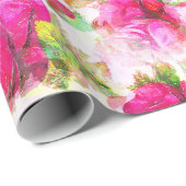 Roze Rozen Huwelijk Giftwrap Cadeaupapier (Rol Hoek)