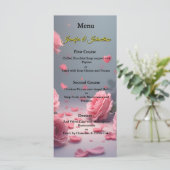 Roze Rozen Huwelijk Liefde is in Bloei Menu (Staand voorkant)
