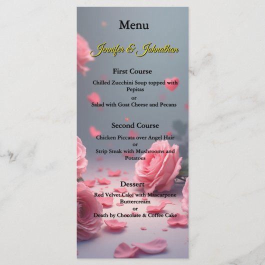 Roze Rozen Huwelijk Liefde is in Bloei Menu (Voorkant)