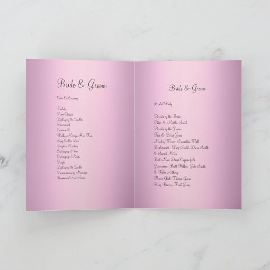 Roze Rozen Huwelijksprogramma Programma (Binnen)