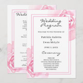 Roze Rozen Huwelijksprogramma Programmakaart (Voorkant / Achterkant)