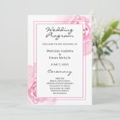 Roze Rozen Huwelijksprogramma Programmakaart (Staand voorkant)