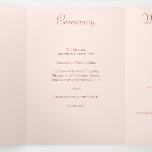 Roze Rozen Huwelijksprogramma's Modern Drieluik Programma (Binnenkant midden)