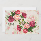 Roze Rozen Huwelijksreceptie RSVP Kaart (Voorkant)