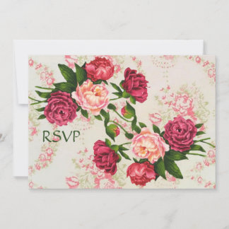 Roze Rozen Huwelijksreceptie RSVP Kaart