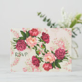 Roze Rozen Huwelijksreceptie RSVP Kaart (Staand voorkant)