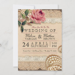  Roze Rozen Huwelijksuitnodigingen Kaart