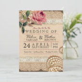  Roze Rozen Huwelijksuitnodigingen Kaart (Staand voorkant)