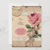  Roze Rozen Huwelijksuitnodigingen Kaart (Achterkant)