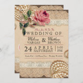  Roze Rozen Huwelijksuitnodigingen Kaart (Voorkant / Achterkant)