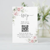 Roze Rozen Huwelijkswebsite QR Code RSVP Kaart (Staand voorkant)