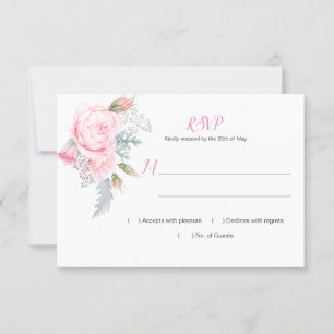 Roze Rozen Hydrangeas Groen RSVP Kaartje