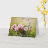 Roze Rozen i een Mand, de elegante Kaart van de (Gele Bloem)