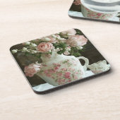  Roze Rozen in  Antiek China Theepot Bier Onderzetter (Linkerzijde)