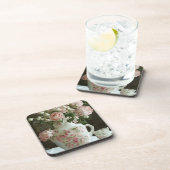  Roze Rozen in  Antiek China Theepot Bier Onderzetter (Rechterzijde)