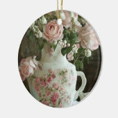  Roze Rozen in  Antiek China Theepot Keramisch Ornament (Links)