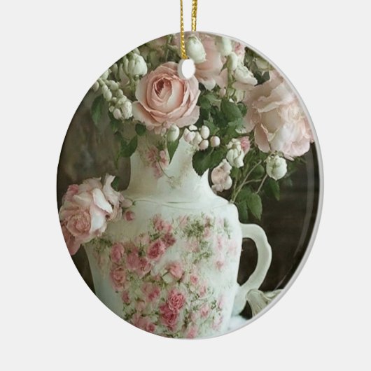  Roze Rozen in  Antiek China Theepot Keramisch Ornament (Links)