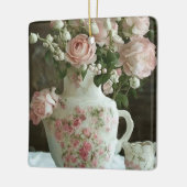  Roze Rozen in  Antiek China Theepot Keramisch Ornament (Links)