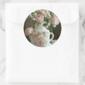  Roze Rozen in  Antiek China Theepot Ronde Sticker (Tas)