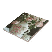 Roze Rozen in Antiek China Theepot Tegeltje (Zijkant)