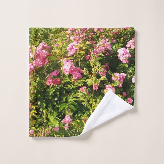 Roze rozen in bloei bad handdoek (Wasdoekje)