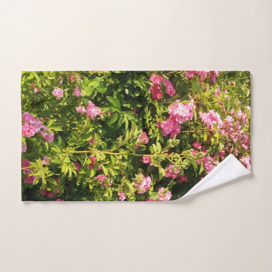 Roze rozen in bloei bad handdoek (Handdoek)