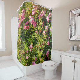 Roze rozen in bloei douchegordijn