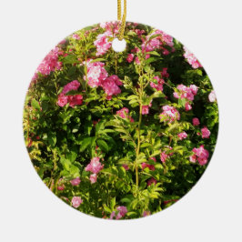 Roze rozen in bloei keramisch ornament