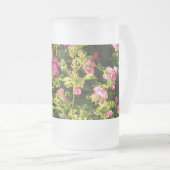 Roze rozen in bloei matglas bierpul (Voorkant rechts)