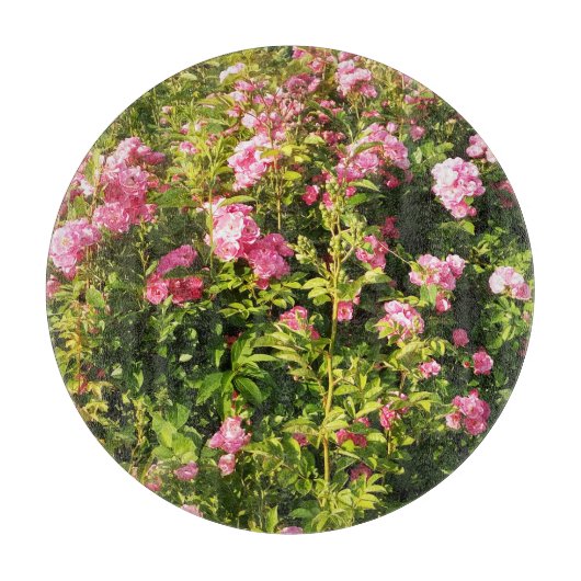 Roze rozen in bloei snijplank (Voorkant)