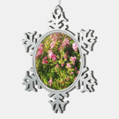 Roze rozen in bloei tin sneeuwvlok ornament (Rechts)