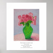 Roze rozen in de Groene Vase Poster (Voorkant)