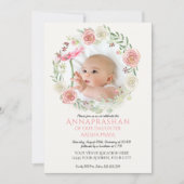 Roze Rozen in de ivoor, met de indruk Annaprashan Kaart (Voorkant)