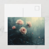 Roze rozen in de mist Moody Briefkaart (Voorkant / Achterkant)