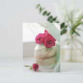  roze rozen in een glazen pot briefkaart (Staand voorkant)