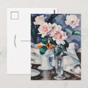 Roze rozen in een glazen vaas Samuel John Peploe Briefkaart