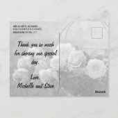 Roze rozen in een mandje bruiloft bedankt briefkaart (Achterkant)