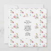 Roze rozen in een Teacup Bridal Shower-uitnodiging Kaart (Achterkant)