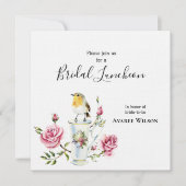 Roze rozen in een Teacup Bridal Shower-uitnodiging Kaart (Voorkant)