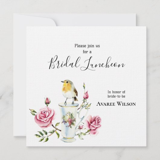 Roze rozen in een Teacup Bridal Shower-uitnodiging Kaart (Voorkant)