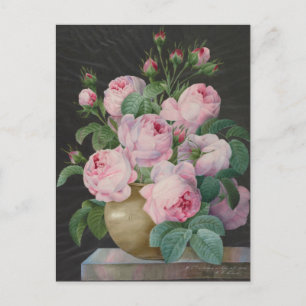 Roze rozen in een vaas door Pierre Joseph Briefkaart