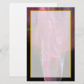 Roze rozen in een Vase Fine Lined Stationery Briefpapier (Voorkant / Achterkant)