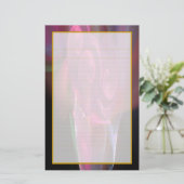 Roze rozen in een Vase Fine Lined Stationery Briefpapier (Staand voorkant)